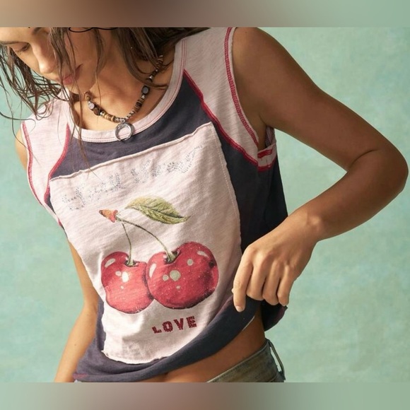 Halo & Harley Tops - Cherry Love Graphic Tank Top